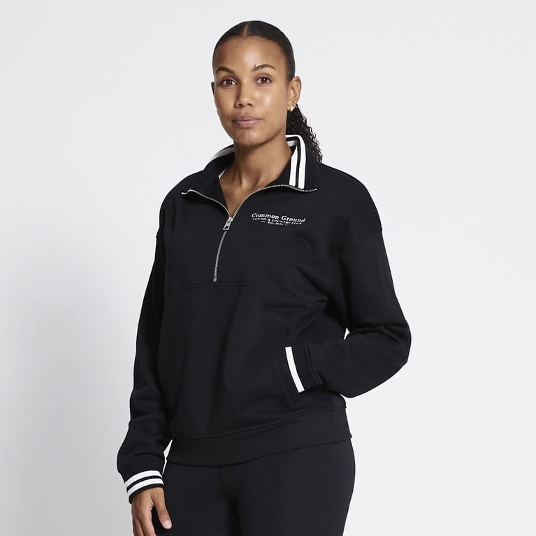 Ladies half zipper sweatshirt Black